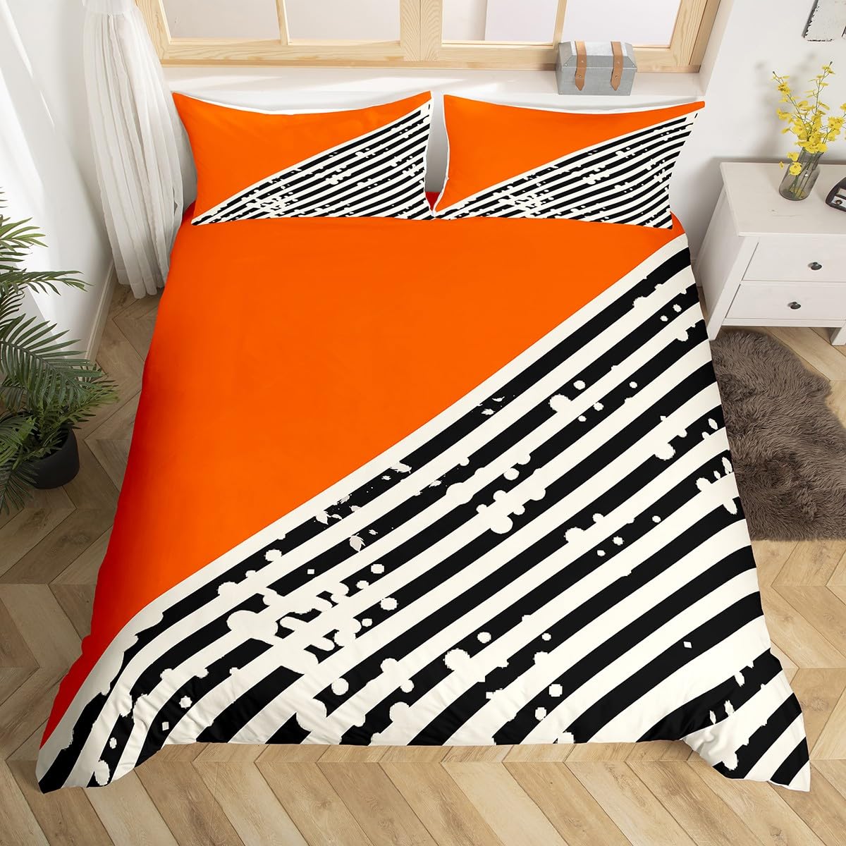 

Comforter Geometric Simple Striped Twin Queen Stripes Print Bedding Set For Kids Adults Geometry Minimalist Comforter Comforter (quilt)-EU Single(135*200cm)3pcs