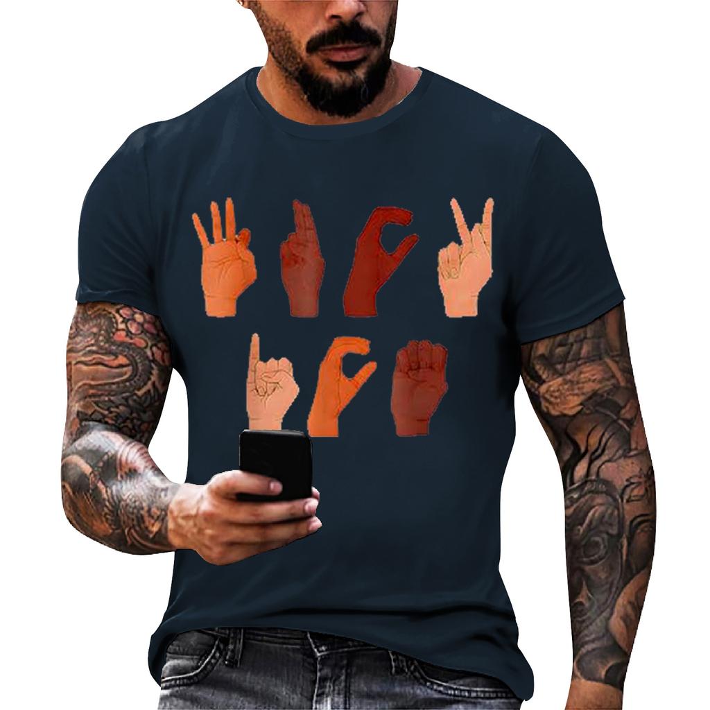 Men's loose and casual patterned letter print T-shirt short-sleeved top