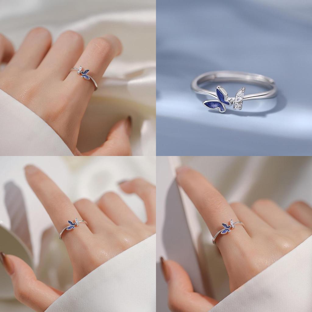Elegant Korean Butterfly Ring For Women Adjustable Open Ring Chic Minimalist Design