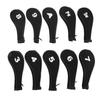 10 PCS Golf Club Head Covers Golf Iron Pole Zipper Hat Cover Club Protective Covers Black
