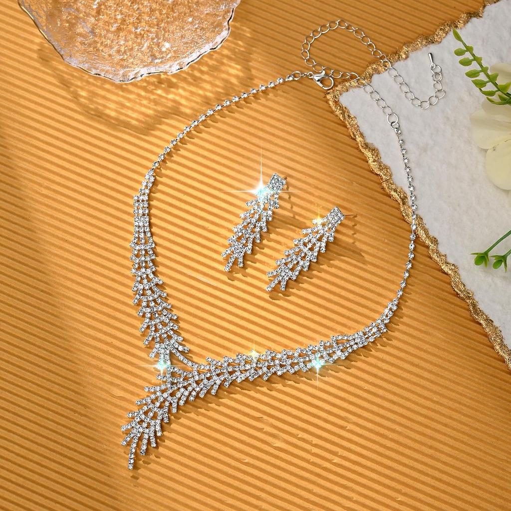 Luxury Bridal Rhinestone Necklace & Earring Set for Women