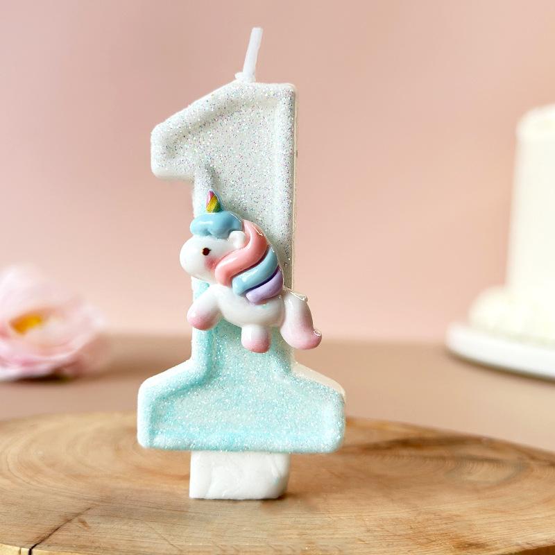 Cute Unicorn Digital Candle Birthday Candle Party Festival Cake Decoration Atmosphere Props