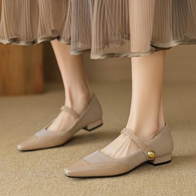French Single Shoes Women Shallow Mouth Low Heel Retro Evening Evening Style One Strap Mary Jane Shoes Women