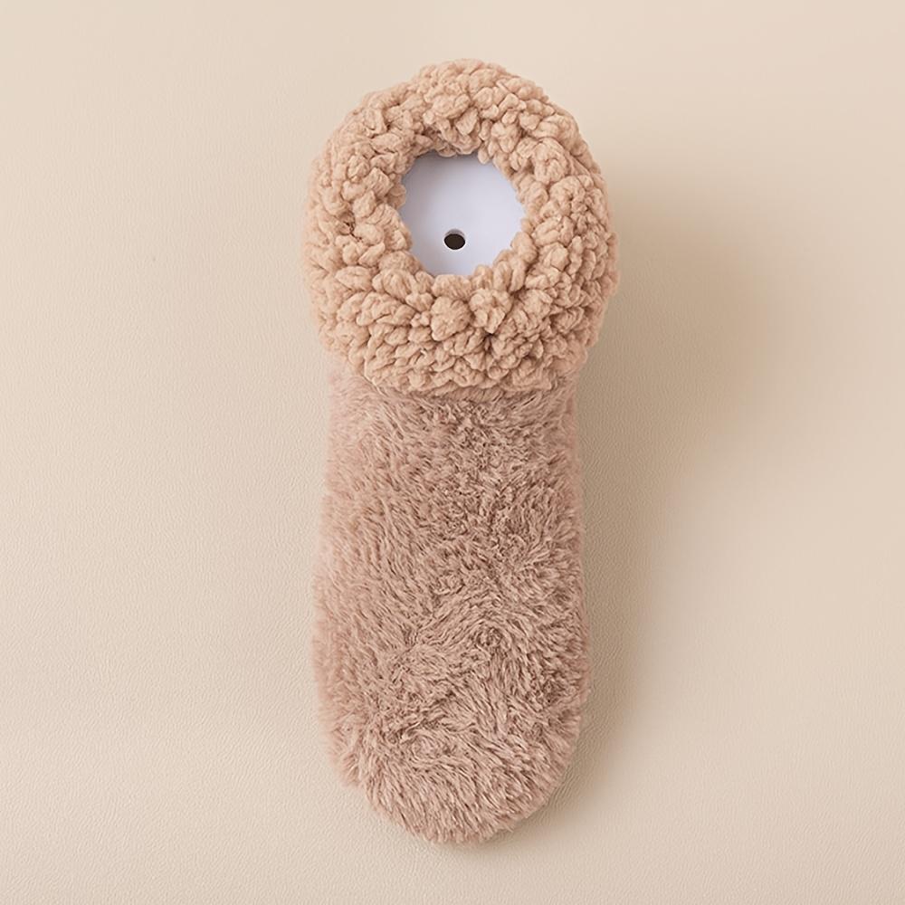 Women's Winter Coral Fleece Wrap-around Heel Socks, Lamb's Plush-lined Thickened Dotted Grip Anti-slip House Socks