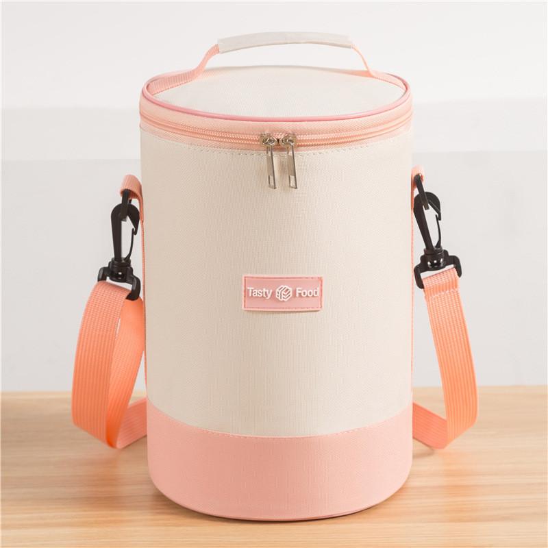 Portable Thermal Insulated Lunch Bag Circular Shape Shoulder Strap Design Suitable For Traveling Working Schooling Modern Minimalist Style