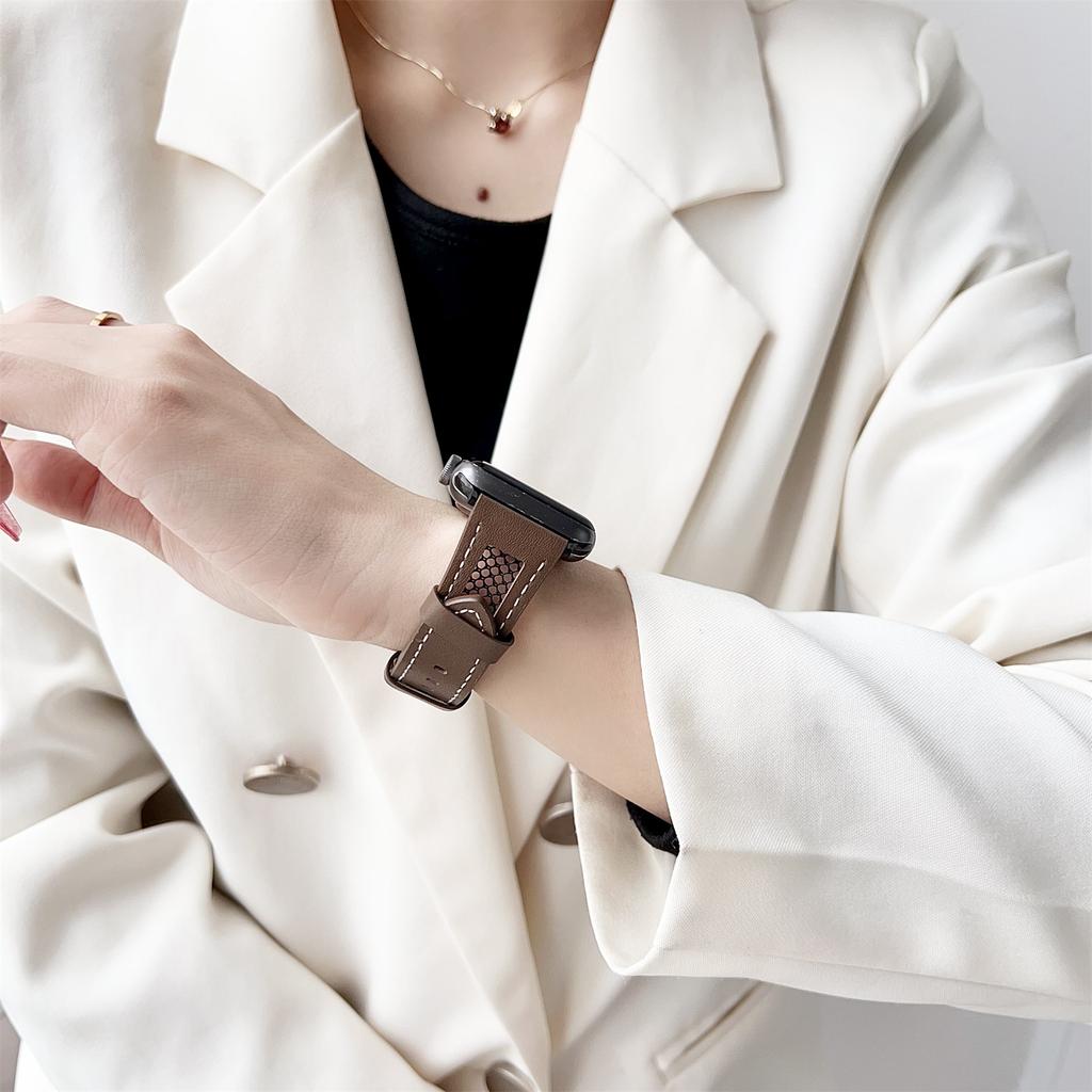 For Apple Watch 10 46mm/Ultra 2/Ultra 49mm/9 8 7 45mm/SE (2023) SE (2022) SE 6 5 4 44mm/3 2 1 42mm PU Leather Mesh Watch Straps