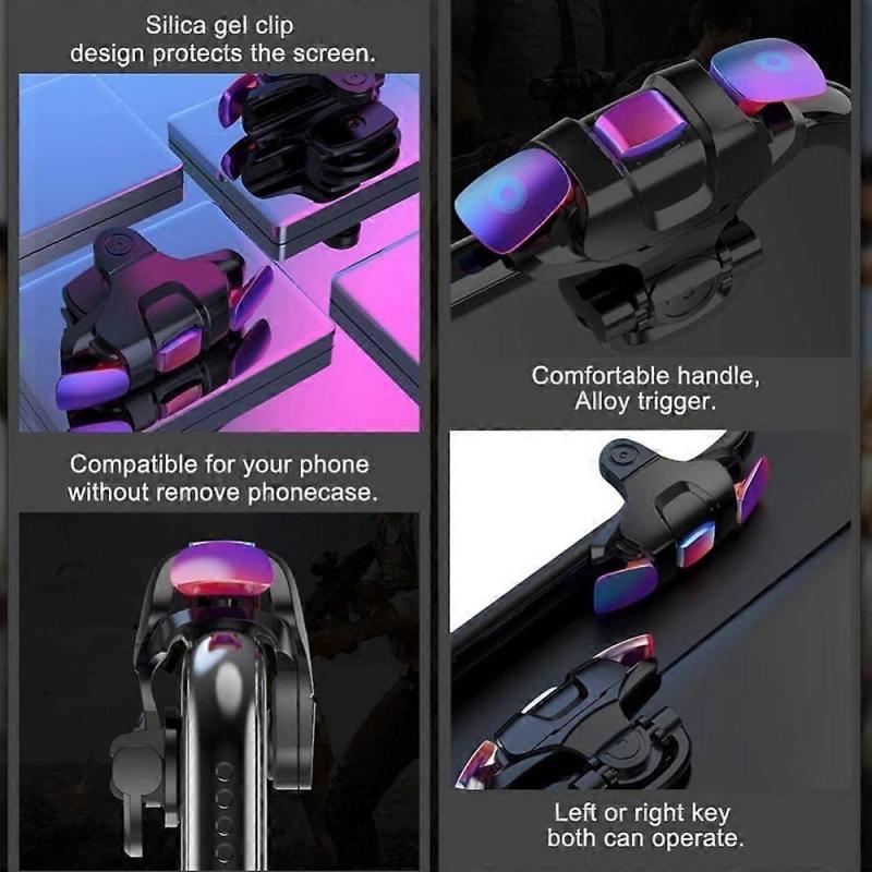 W3J 1 Pair Mobile Game Controller Trigger Cellphone Gaming Joystick s5b 4 Fingers Operation Trigger