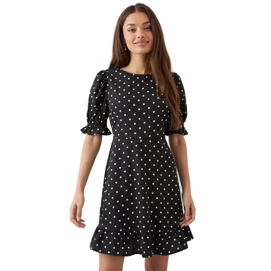 Dorothy Perkins Womens/Ladies Spotted Ruffle Hem Petite Mini Dress