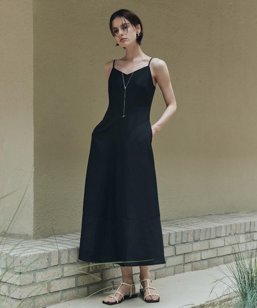 ZEROSTREET Lezero Cotton Linen Dress / Black