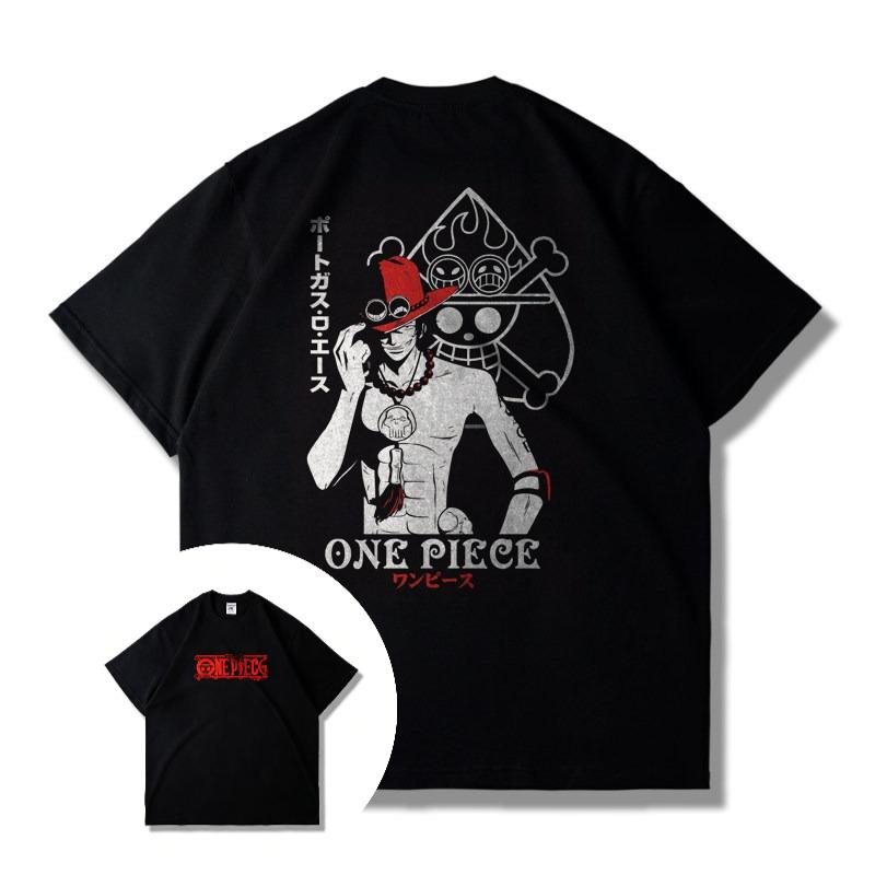 Japanese Anime Cartoon One Piece Themed Crew Leader Luffy Shortsleeved Tshirt for Men and Women Suitable for Summer