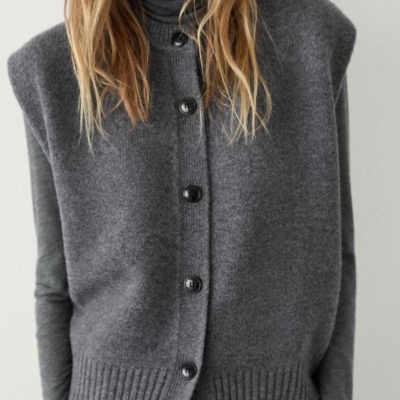 MD Fall and Winter New Gray Gray Lazy Minimalist Suit Knitting Vest Jacket 5664621