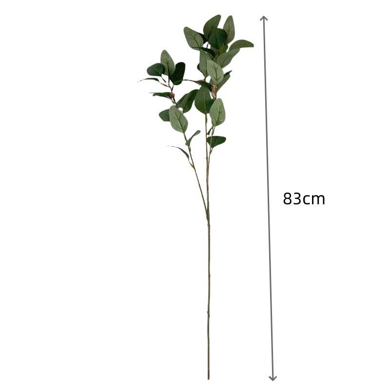 10pcs Direct Sales Simulation Single Branch Silk Screen Printing Three-Pronged 42 Mesh Eucalyptus Green Plant Eucalyptus Leaf Money Leaf Home