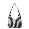Daily Magnetic Snap Vertical Stripe Bag Tote Vintage Commute Handbag Canvas Shoulder Bag  Girls