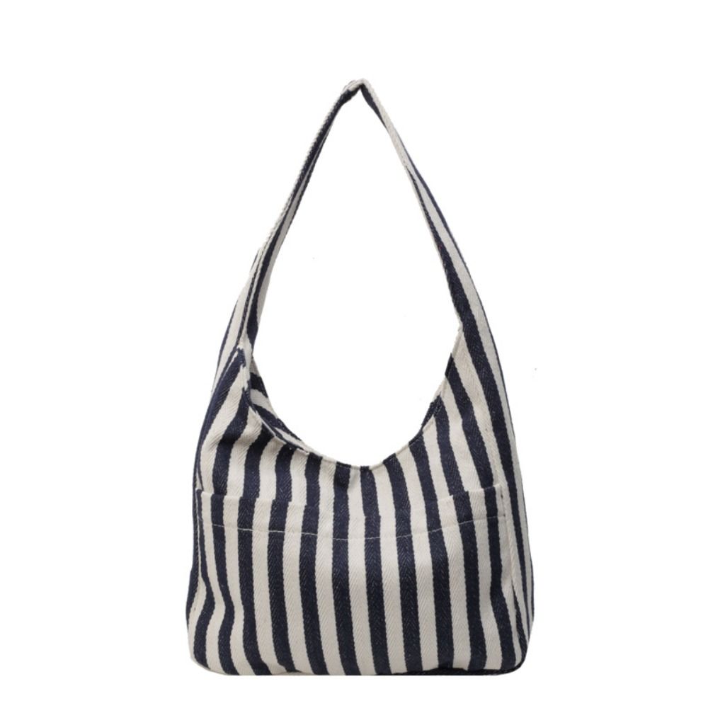 Daily Magnetic Snap Vertical Stripe Bag Tote Vintage Commute Handbag Canvas Shoulder Bag Girls