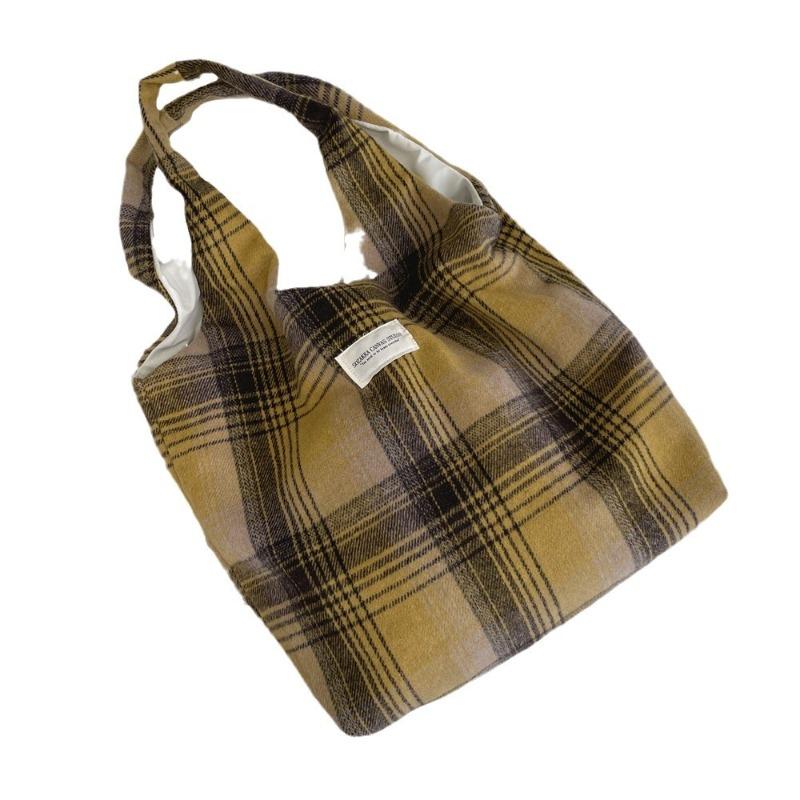 2 Autumn and Winter College Woolen Plaid Shoulder Bag Large-capacity Vest Bag Student School Bag