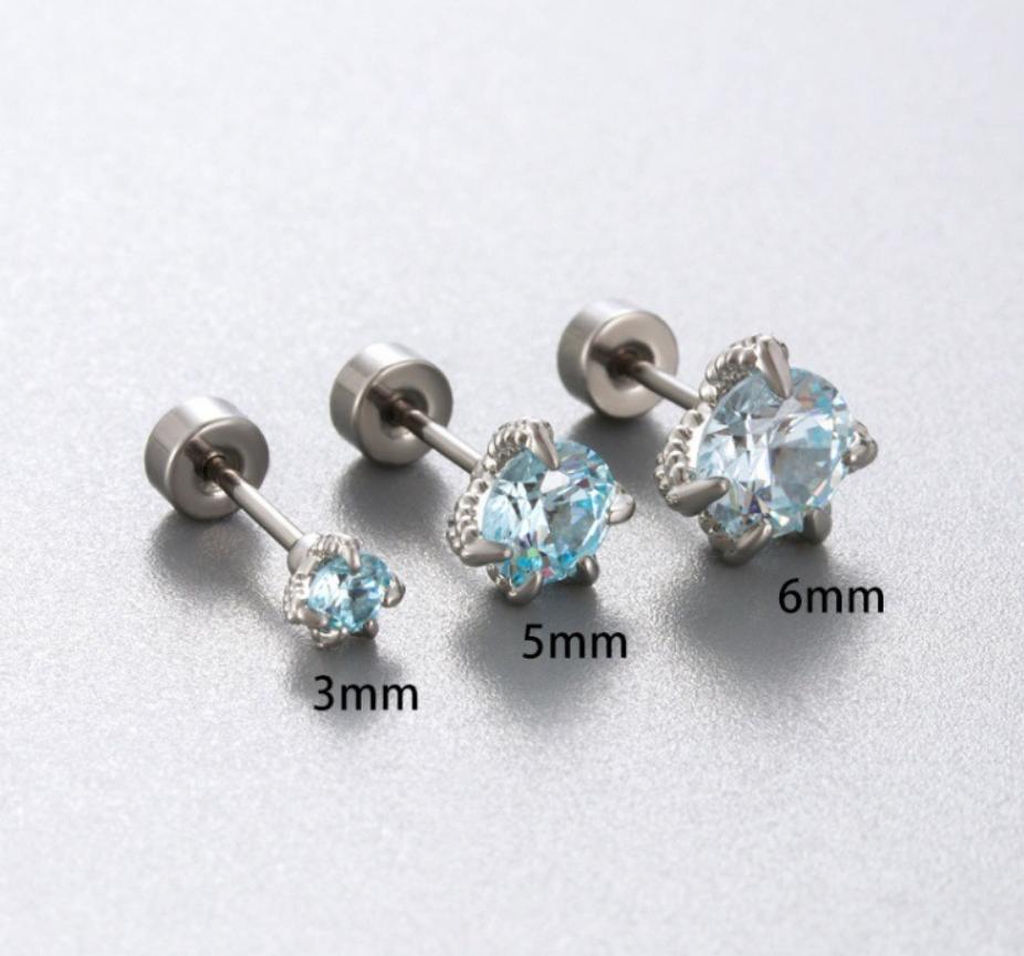 Color Light Couple 1Pc Nail Titanium Steel Screw Ear Nail Dragon Claw Ear Bone Nail Cochlear 3mm/6mm Dragon Scale Shaped  Accessories