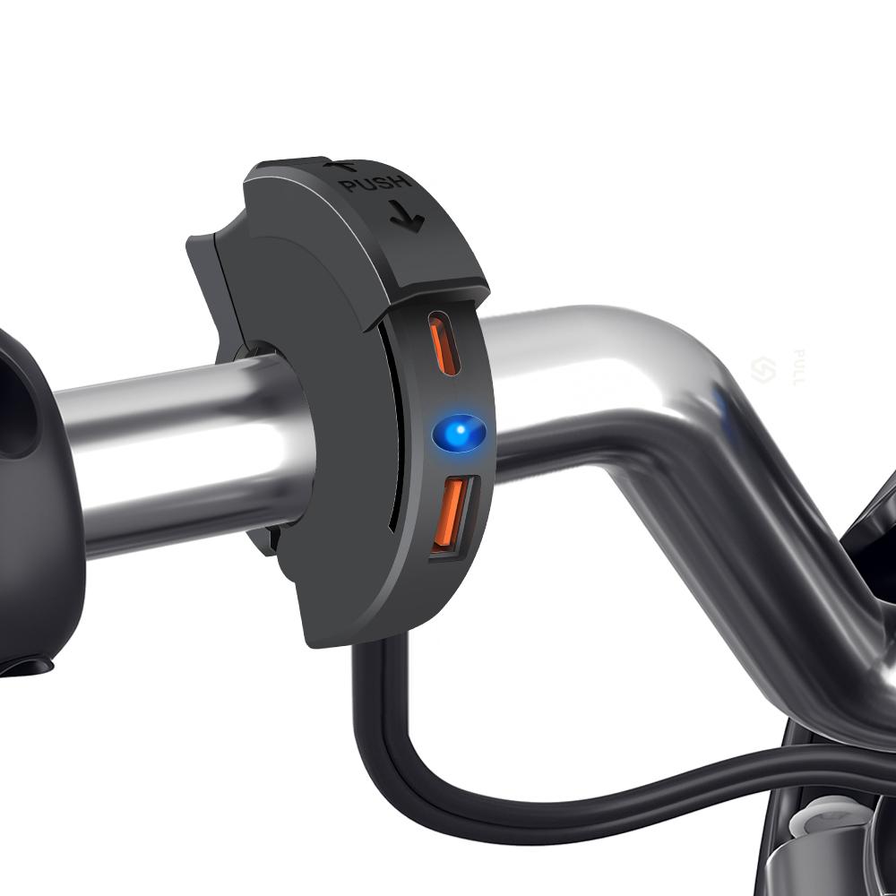 Modified Charger for Motorcycle with USB+TYPE-C Charging Dock Interface, Waterproof Slide Cover