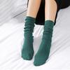 1 Pair Women Socks Solid Color Sweat-absorbent Autumn Winter Japanese Style Good Elasticity Leg Warmers for Daily Wear