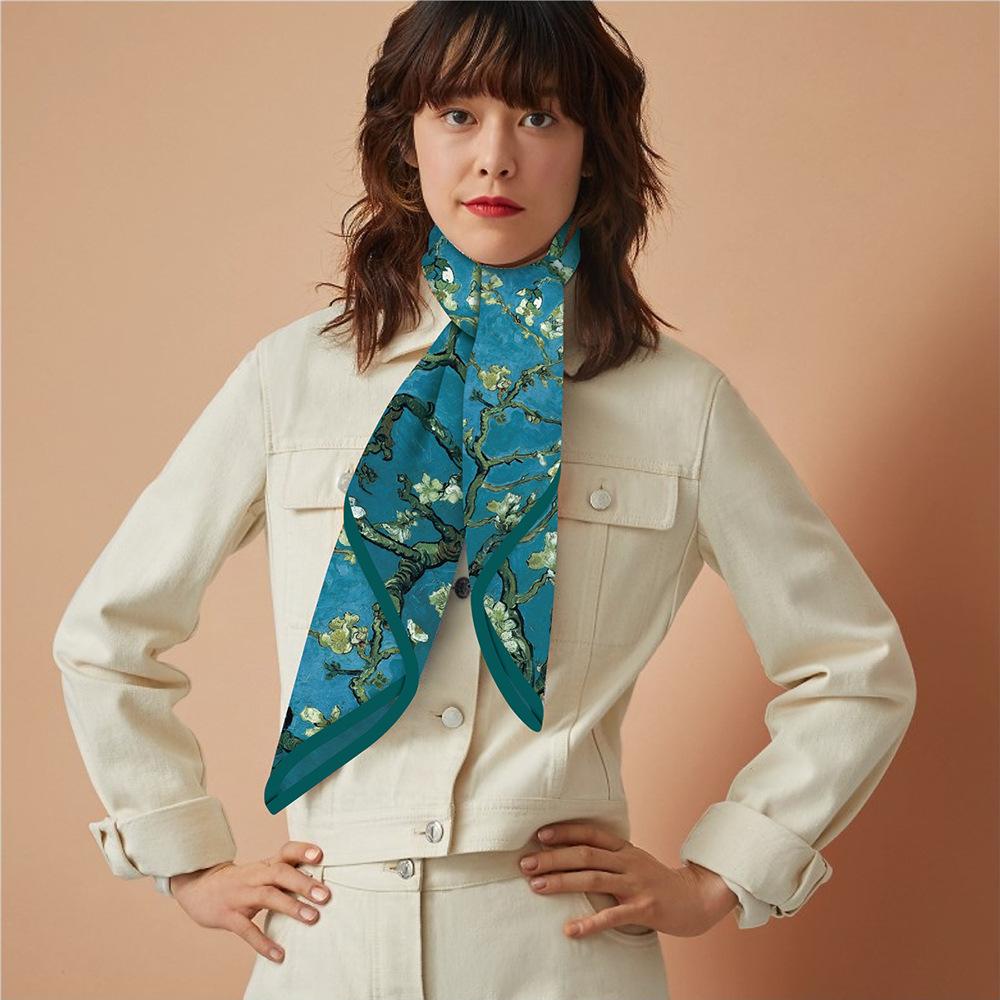 90*90CM Kerchief Four Seasons Luxury Square Silk Scarves Europe And America Fashion Bandannas New Twill Print Sunscreen Shawls