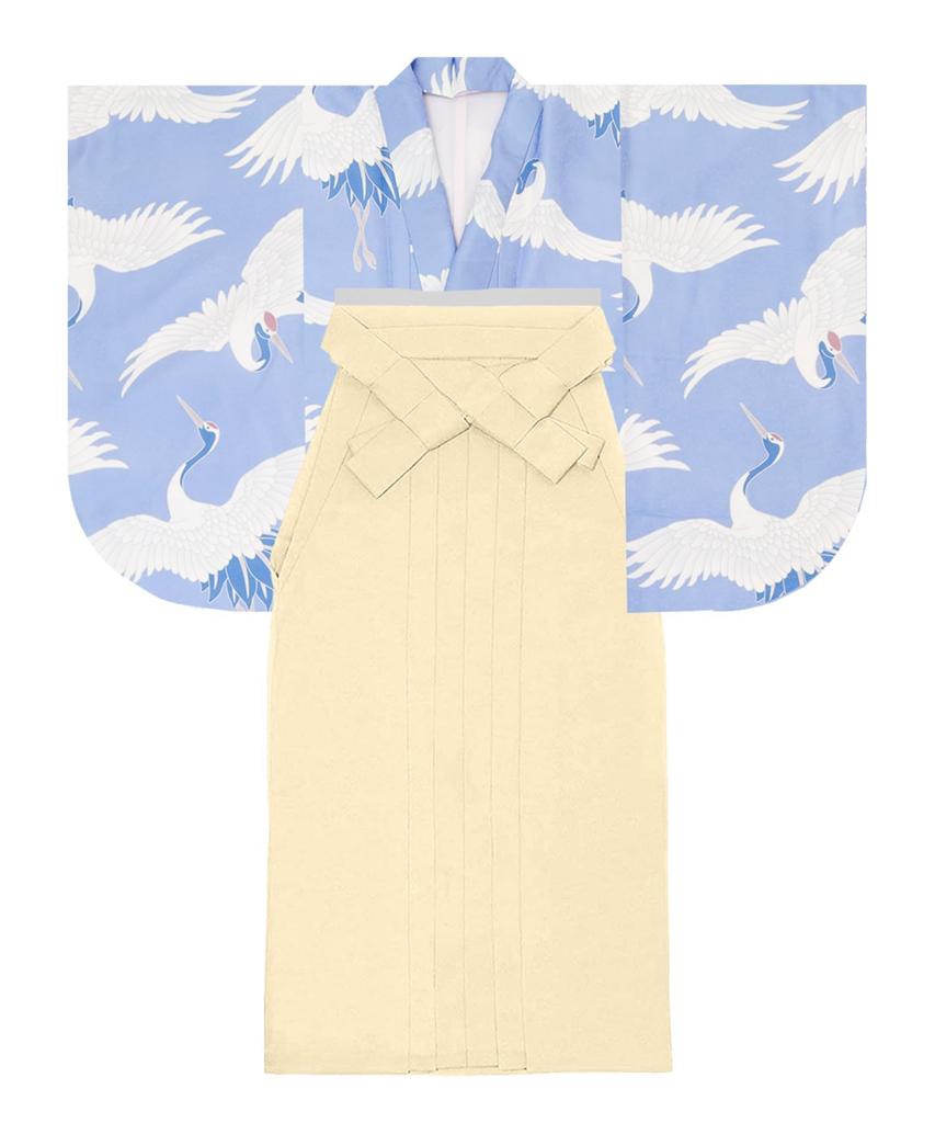 Hakama Two Shaku Sleeve Plain Graduation 4 Piece Set Hakama Lower Gorgeous E F Aoten Kissho Hakama [KYOETSU] Set, Kimono, Hakama, Ceremony, (Kimono,