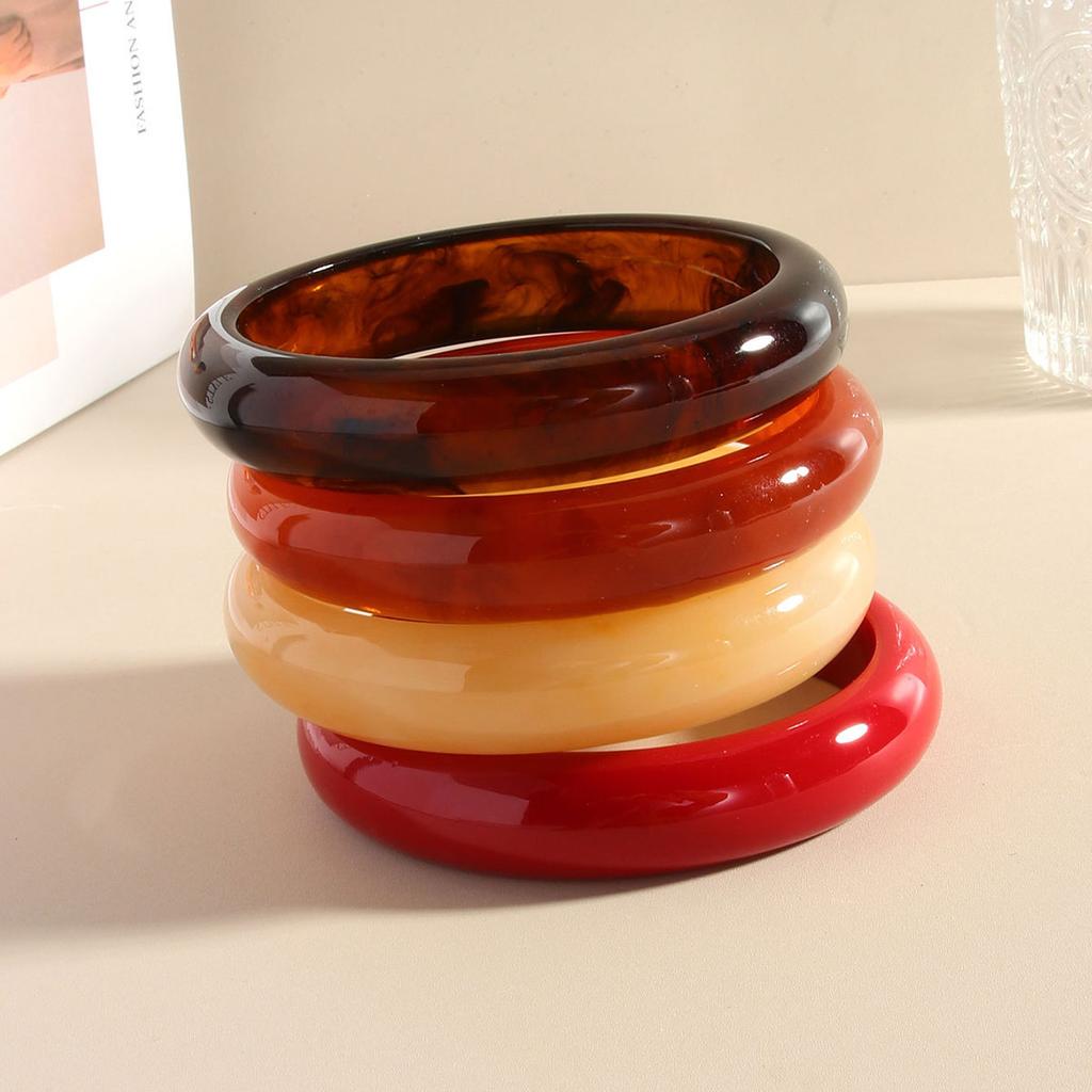 Vintage Runde Akrylharpiks Tykke Armbånd for Kvinner Kpop Geometrisk Sjarm Armbånd Menn Retro Smykker Pulseras