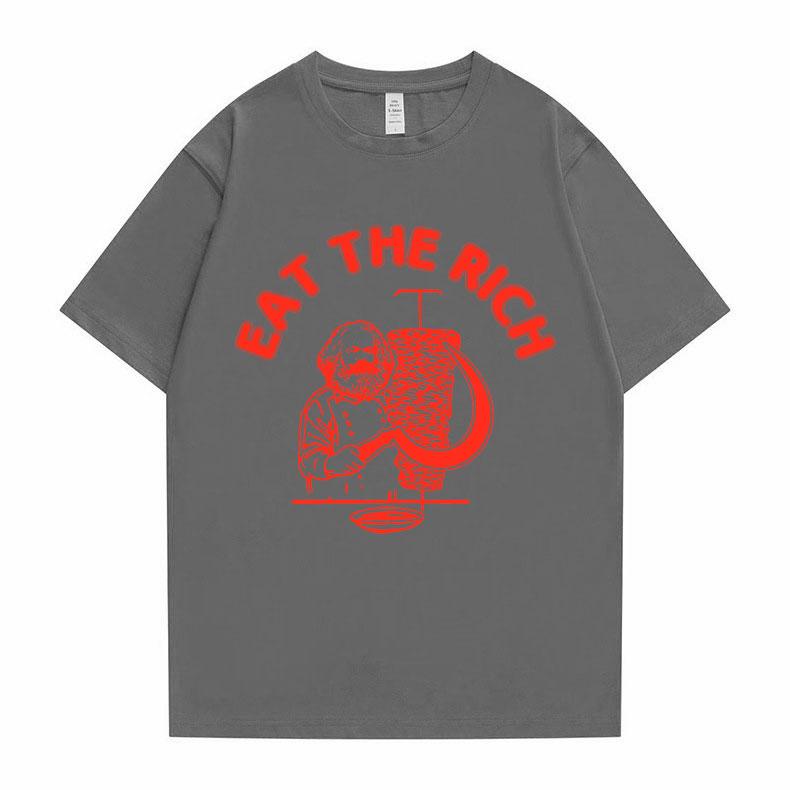 New Funny Men Women Casual Oversized Tshirt Eat The Rich Doner D%C3%B6ner Kebab Karl Marx Socialist Hasan Piker Graphic T-shirts