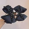 Cloud Satin Black Bow Hair Clip: High-Quality Large Claw Clip in 3D Fabric Design for Women, Light Luxury Hair Accessory.
