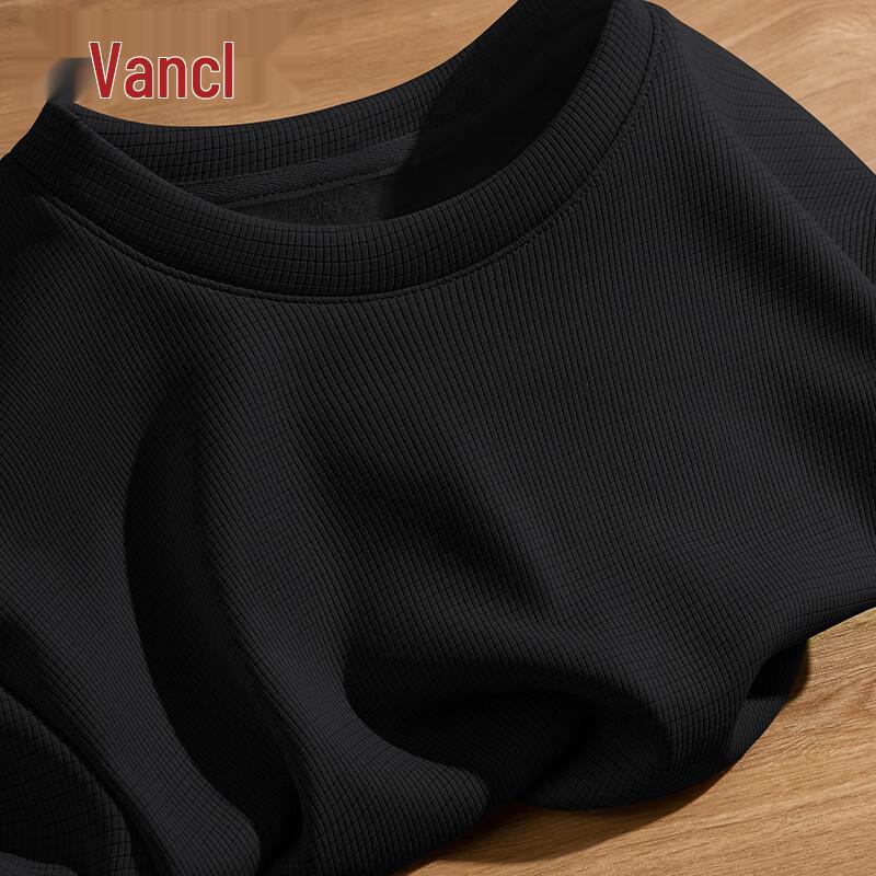 VANCL Men's Fleece-Lined Waffle Knit Long Sleeve T-Shirt