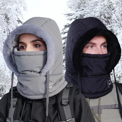 Unisex Plush Balaclava Hat Knitting Breathable Winter Women's Balaclava Hat Warm Neck Scarf with Face Mask for Outdoor Sports