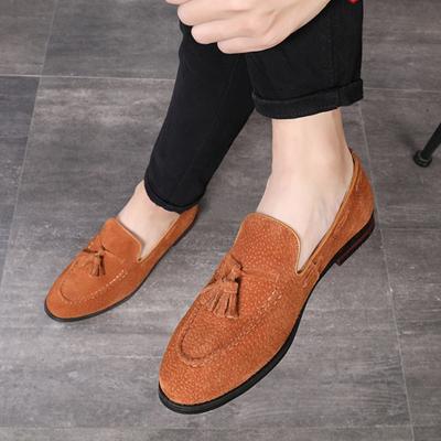 Mocasines de Borlas de Ante para Hombre de Moda Estilo Club Nocturno Británico Slip-On Zapatos Casuales Cómodos Zapatillas de Moda de Diseño de Barbero