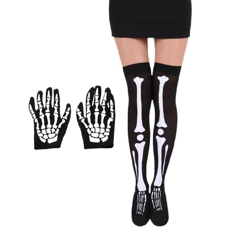 

Halloween Skull Pattern Gloves Stocking for Costume Parties and Celebrations