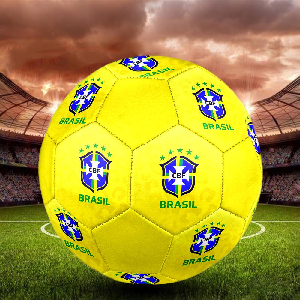 Pallone da Calcio Indoor CBF Brasile Colorato Per Tutte le Età Misura 5 Cucito a Macchina PVC Pronto per la Competizione Resistente Alto Rimbalzo