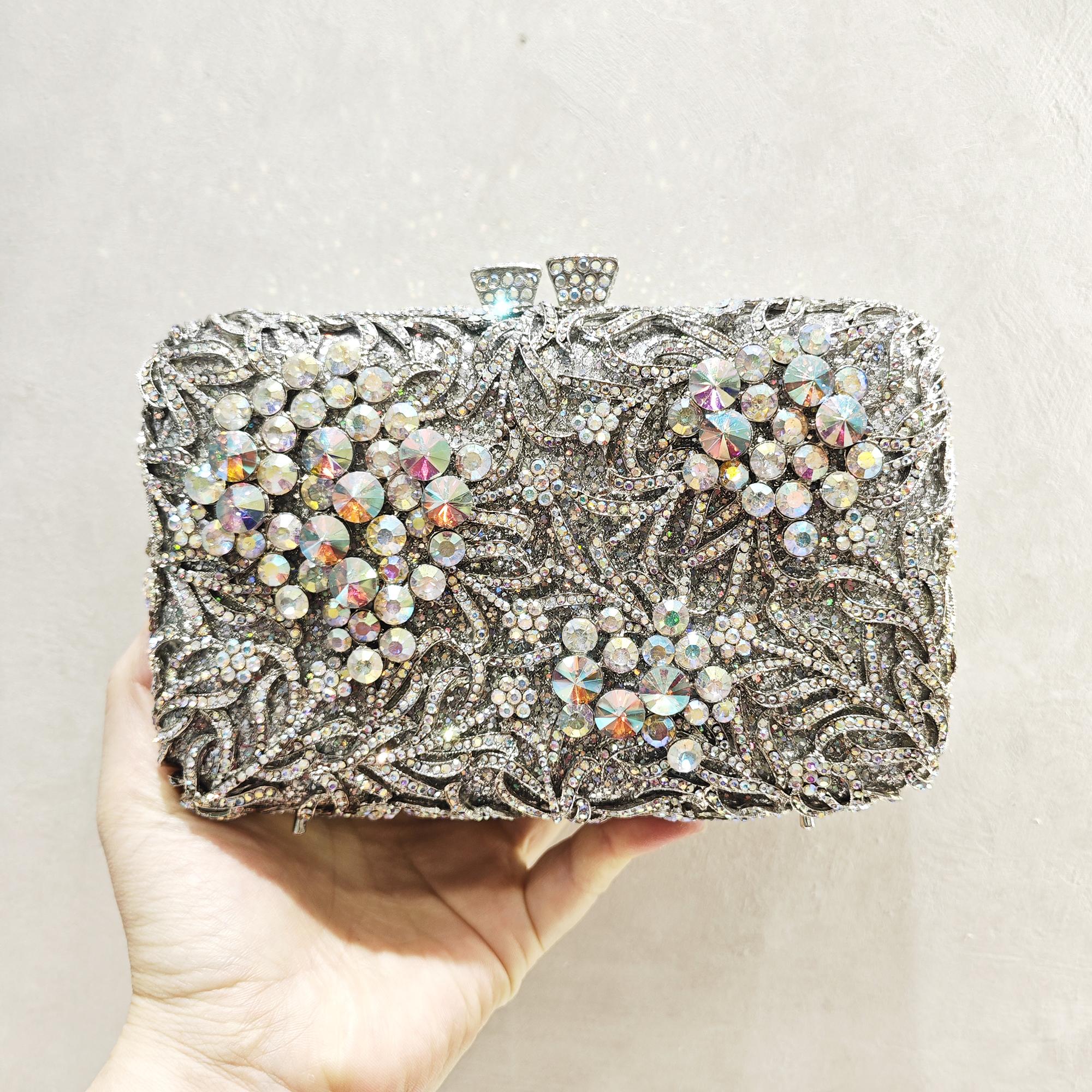 

Gold Metal Evening Bag Rhinestone Clutch Bags For Wedding Purses Luxury Gala Women Diamond Dinner Banquet Bags Formal CLutches 18cmX13cmX7cm