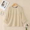 ZANZEA Women Casual Round Neck Solid Color 3/4 Sleeve Blouse