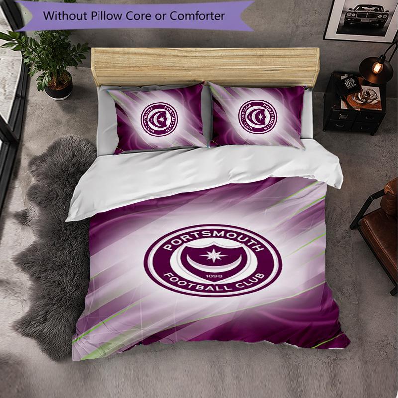 Ropa de Cama Temática del Portsmouth FC Juego de 3 Piezas Funda Nórdica Ropa de Cama Decorativa Para Habitación de Adolescentes Decoración del Hogar