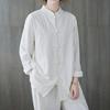 Spring Summer Zen Style Chinese Cotton Linen Frog Button Robe - Loose Fit Tai Chi Suit with Stand Collar for Men
