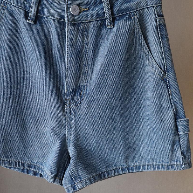 Summer 2025 Korean Style Women's Denim Cargo Shorts - Straight Leg, Versatile A-line