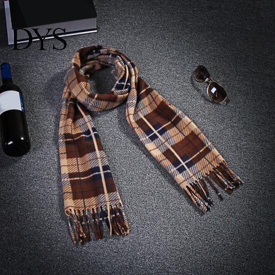 Imitation Cashmere Feel Scarf 10Pcs Men Women Plaid Print Tassel Trim Double Warm Winter Sided Velvet Long Contrast Color Thermal