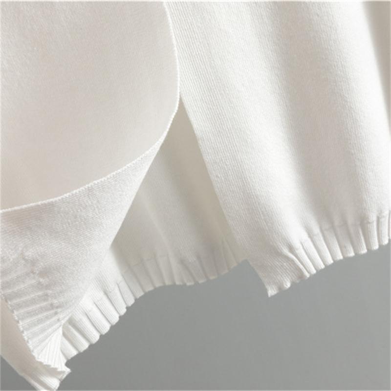 Women'S Spring And Autumn Casual Suit Fashionable High Neck Sweater Cardigan Vest Wide Leg Pants Knitted Three Piece Set