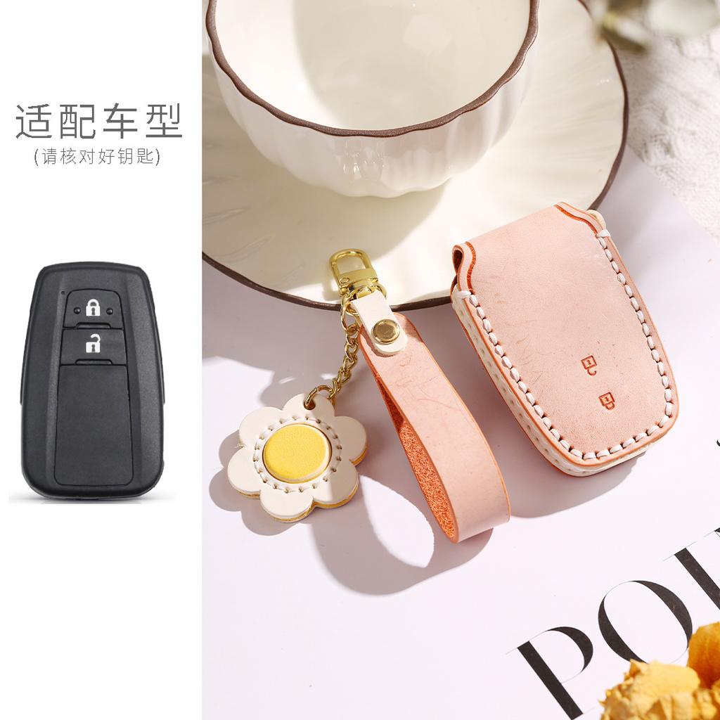 Pure Handmade Leather Key Cover For Toyota Asian Dragon Camry Sena Corolla Fog Wax Vegetable Tanned Cowhide