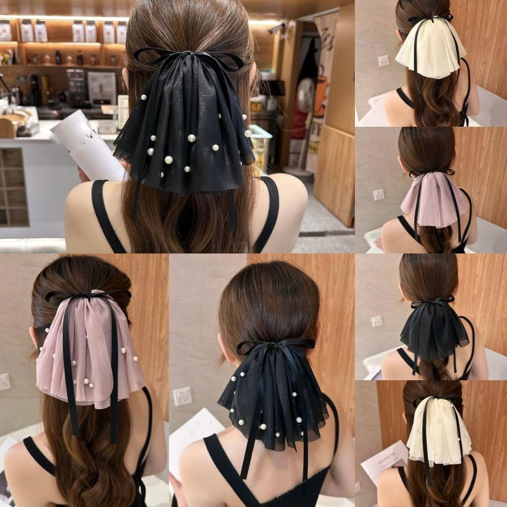 

Bowknot Bow Crab Clip Chiffon Mesh Ponytail Clip Sweet Bow Ribbon Claw Clip Girls