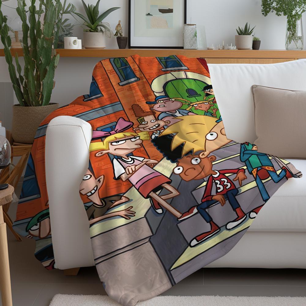 Cartoon H-Hey A-Arnold Comedy Funny Blanket Warm And Soft Suitable For Bedroom Living Room Sofa Bed Office Travel Camping