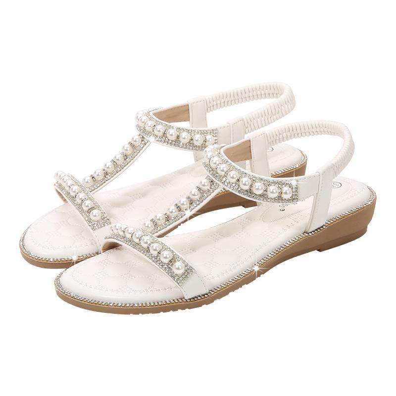 Summer Fashion Women Flat Snadals for Women 2024 Elastic Back Strap Gladiator Comfortable Non-slip Beach Shoes Wedges Sandalias