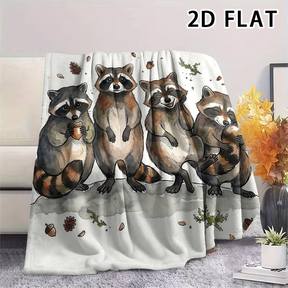 1 Pezzo Coperta in Flanella con Stampa di Procione, Alta Qualità, Confortevole per Tutte le Stagioni, Decorazione per la Casa, Calore e Comfort, Perfetta per Regali di Natale