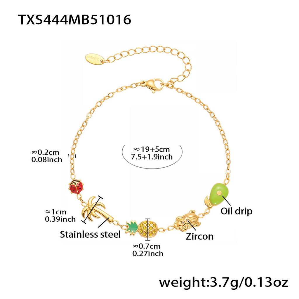 Oumeka Ocean Stainless Steel Zircon Crab Seashell Necklace & Bracelet Set