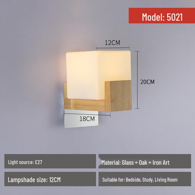 Japanese Style Solid Wood LED Wall Lamp for Indoor Spaces - Bedroom, Living Room, Staircase, Balcony