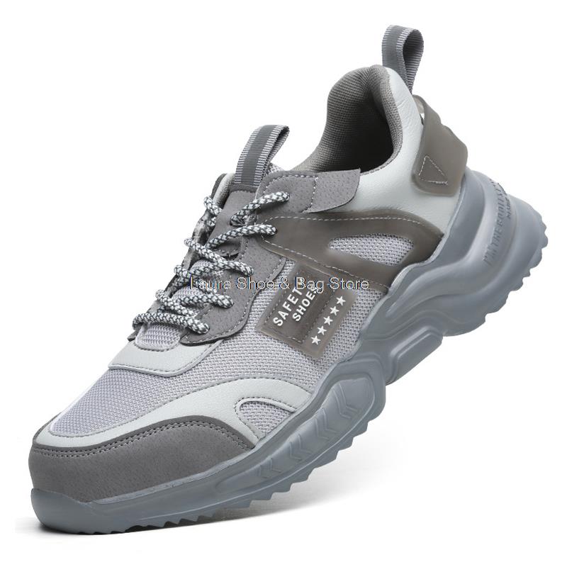 Fashion Anti-Piercing Safety Shoes For Men Working Boots Steel Toe Cap Boots Anti-Smashing Work Shoes Breathable Safety Boot Men's Shoes