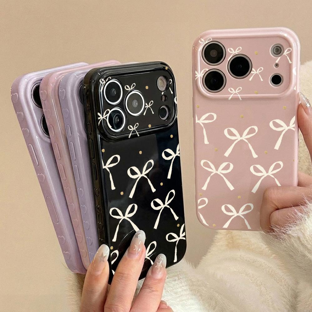 Sweet Bowknot Phone Case For iPhone 17 Pro Max Case For iPhone 16 15 14 13 12 Pro Max 11 Silicone Shockproof TPU Bumper Cover