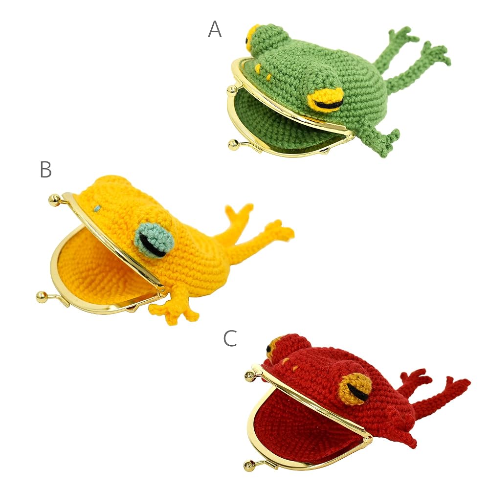 NASKA Handmade Frog Coin Purse Knitting Kit HT-15 Col.A Green