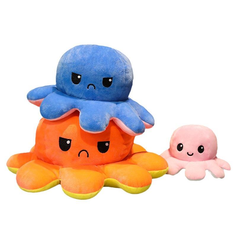 Reversible Double-Sided Octopus Plush Toy - Cute Face-Changing Doll for Girls Birthday Gift